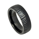 8mm Black Tungsten Tree Bark Band
