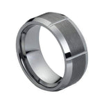 8mm Brushed Tungsten Vertical-Groove Band