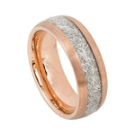8mm Rose Tungsten Band with Imitation Meteorite Inlay