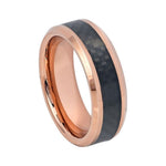 8mm Rose Tungsten Beveled Band with Carbon Fiber Inlay