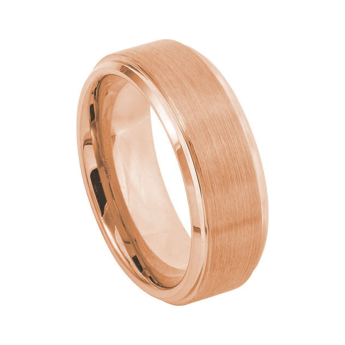 8mm Rose Tungsten Brushed Stepped-Edge Band