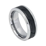 8mm Tungsten Band with Black Diagonal Grooves
