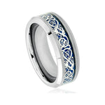 8mm Tungsten Band with Blue Celtic Inlay
