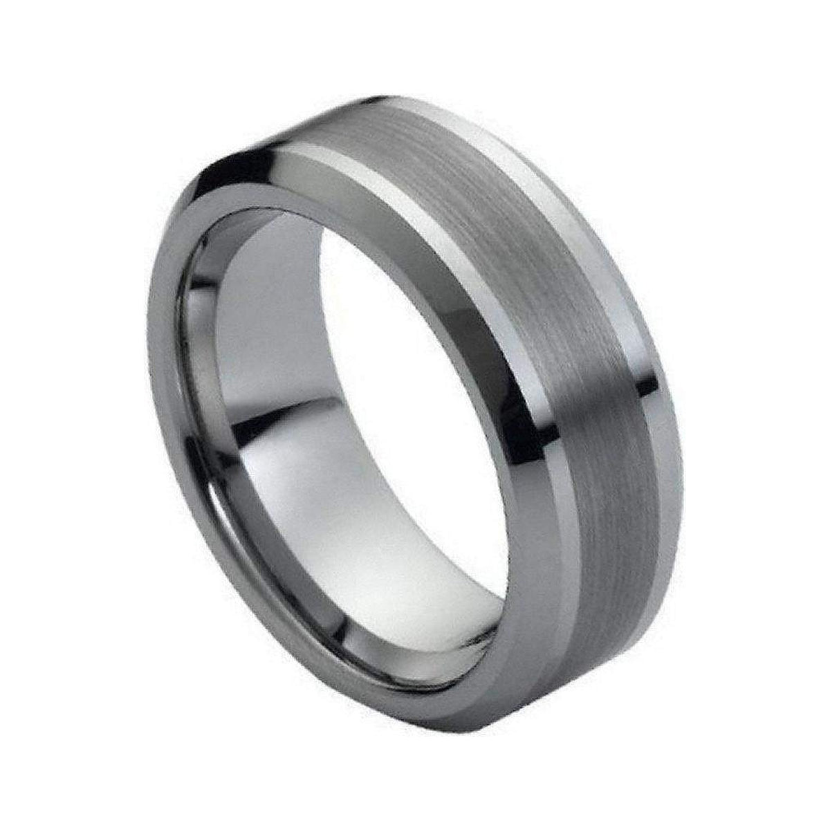 8mm Tungsten Band with Brushed Center & Polished Edges