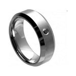 8mm Tungsten Beveled-Edge Band with Black Diamond