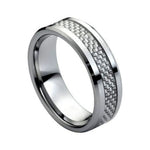 8mm Tungsten Beveled-Edge Band with Gray Carbon Fiber Inlay