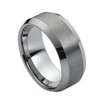 8mm Tungsten Brushed Band with High-Polish Beveled Edges