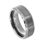 8mm Tungsten Brushed Band with High-Polish Stepped Edges