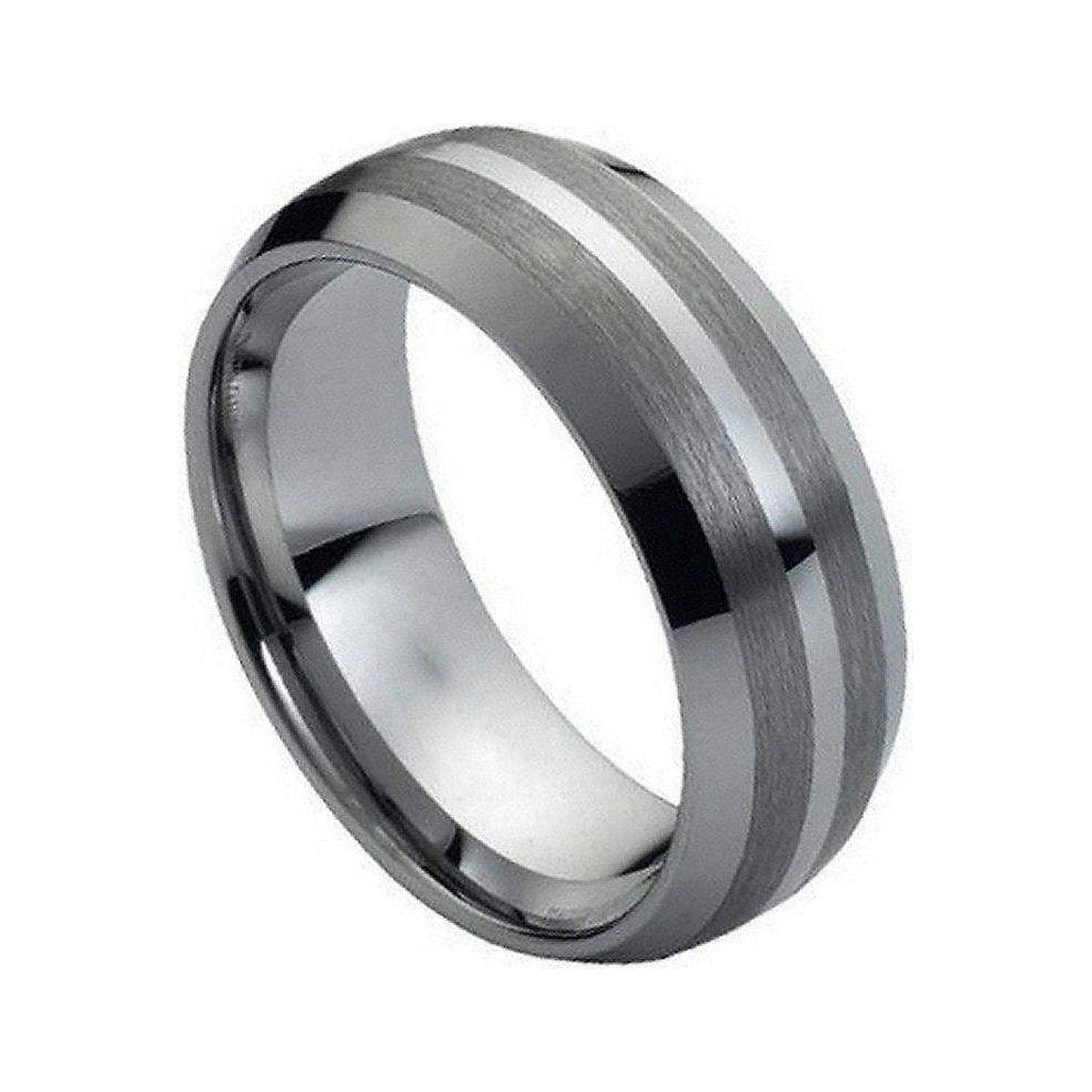 8mm Tungsten Brushed Band with Polished Center Line