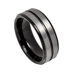 8mm Tungsten Brushed Band with Polished Stepped Edges