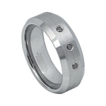 8mm Tungsten Brushed Beveled Band with 3 Black Diamonds