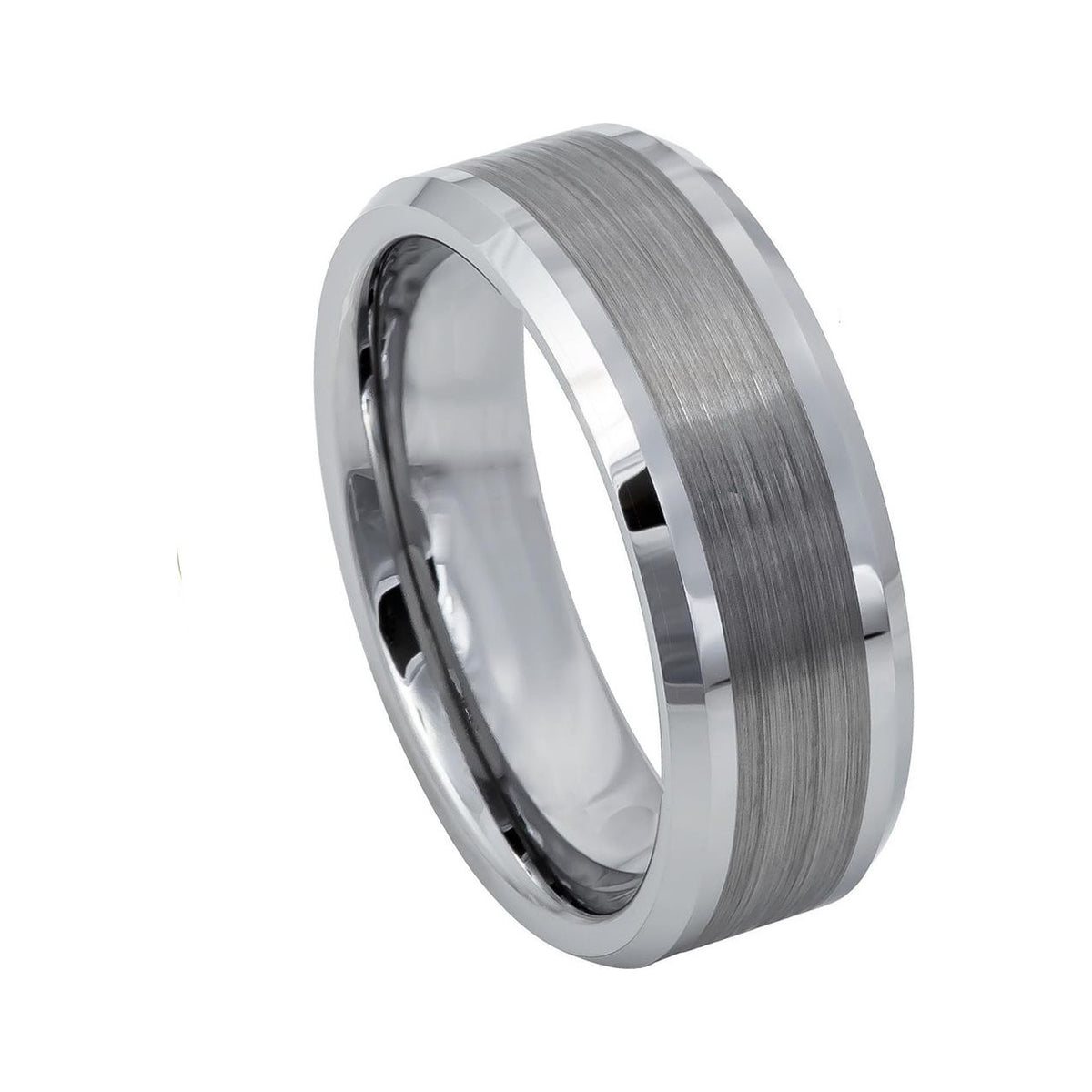 8mm Tungsten Brushed Beveled-Edge Band