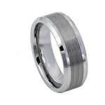 8mm Tungsten Brushed Beveled-Edge Band