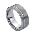 8mm Tungsten Brushed Off-Center Groove Band