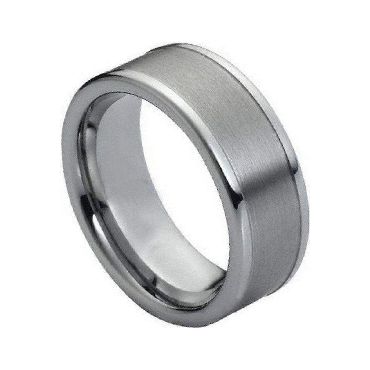 8mm Tungsten Brushed Raised-Edge Band