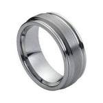 8mm Tungsten Brushed Ridged-Edge Band