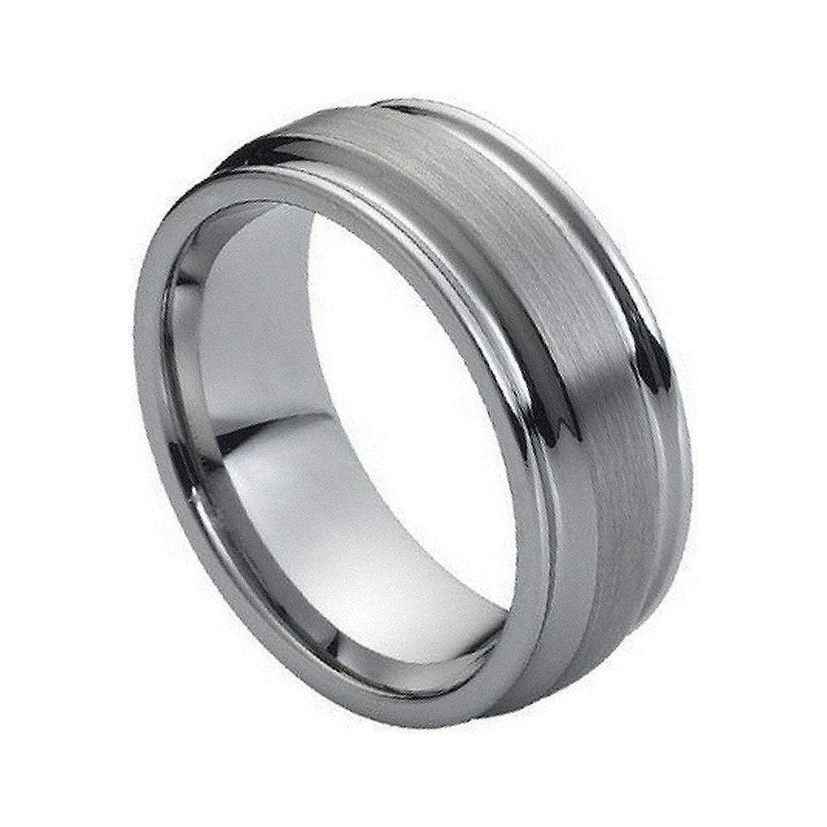 8mm Tungsten Brushed Ridged-Edge Band
