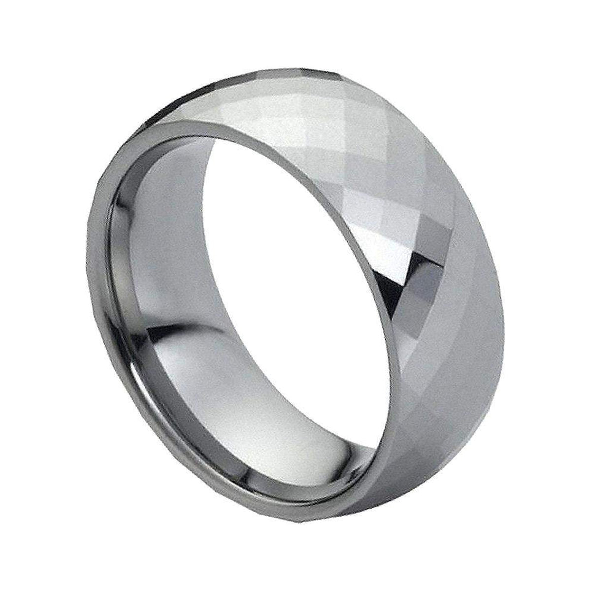 8mm Tungsten Faceted Domed Band