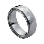 8mm Tungsten Faceted Domed Stepped-Edge Band