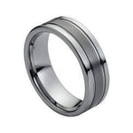 8mm Tungsten Flat Band with Brushed Center