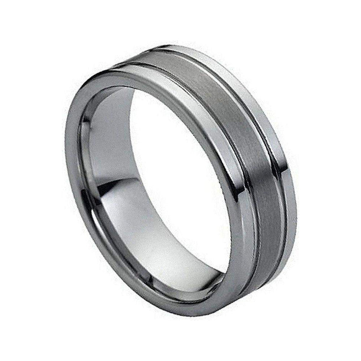 8mm Tungsten Flat Band with Brushed Center