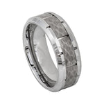 8mm Tungsten Hammered Gray-Center Band