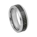 8mm Tungsten High-Polish Band with Black Carbon Fiber Inlay