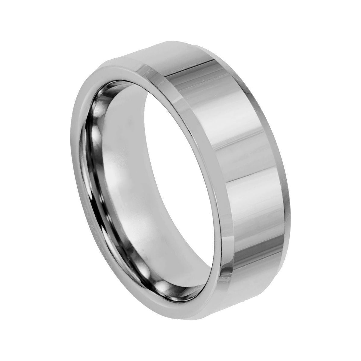 8mm Tungsten High-Polish Beveled-Edge Band