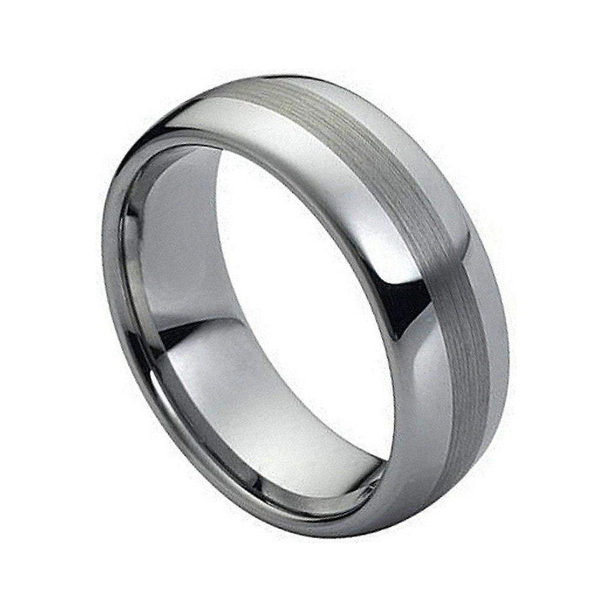 8mm Tungsten High-Polish Domed Band with Brushed Center