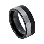 8mm Two-Tone Tungsten Brushed Flat Band