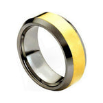 8mm Yellow & Silver Tungsten Beveled-Edge Band