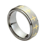 8mm Yellow Tungsten Cross Band