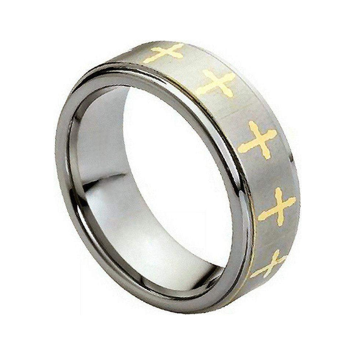 8mm Yellow Tungsten Cross Band