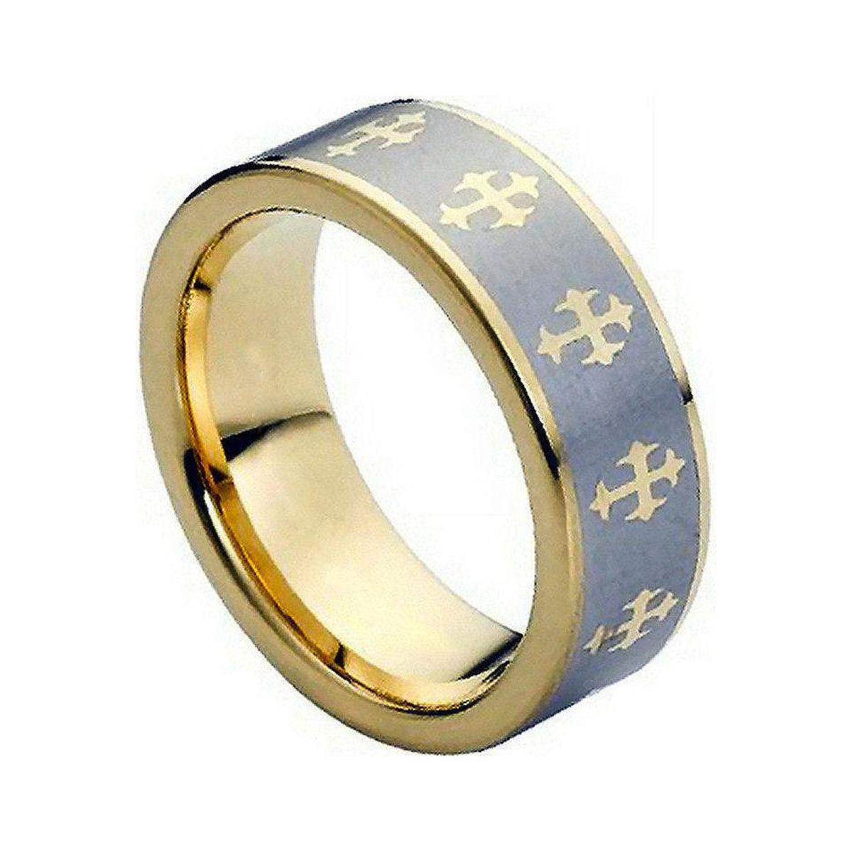 8mm Yellow Tungsten Eternity Cross Band