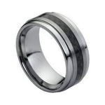 9mm Tungsten Brushed Band with Black Carbon Fiber Inlay