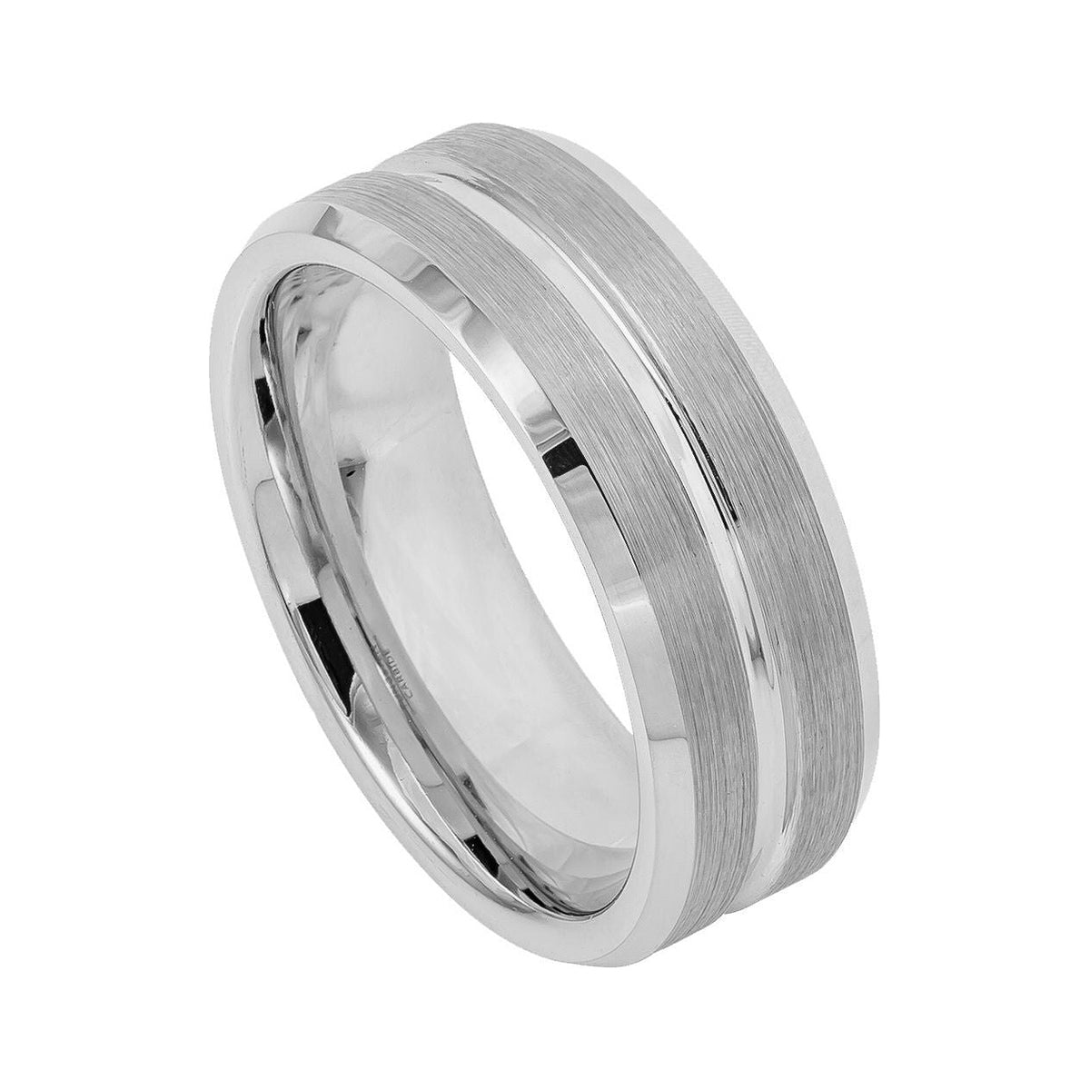 9mm Tungsten Brushed Center-Groove Band