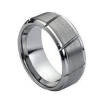 9mm Tungsten Brushed Diagonal-Groove Band