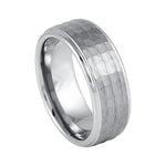 9mm Tungsten Hammered-Center Stepped-Edge Band
