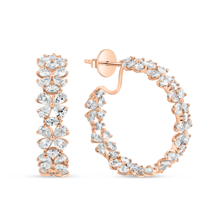 Floral Inside and Out Hoops - Pasha Fine Jewelry