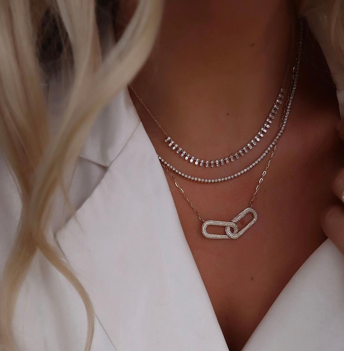 Diamond Interlock Link Necklace - Pasha Fine Jewelry