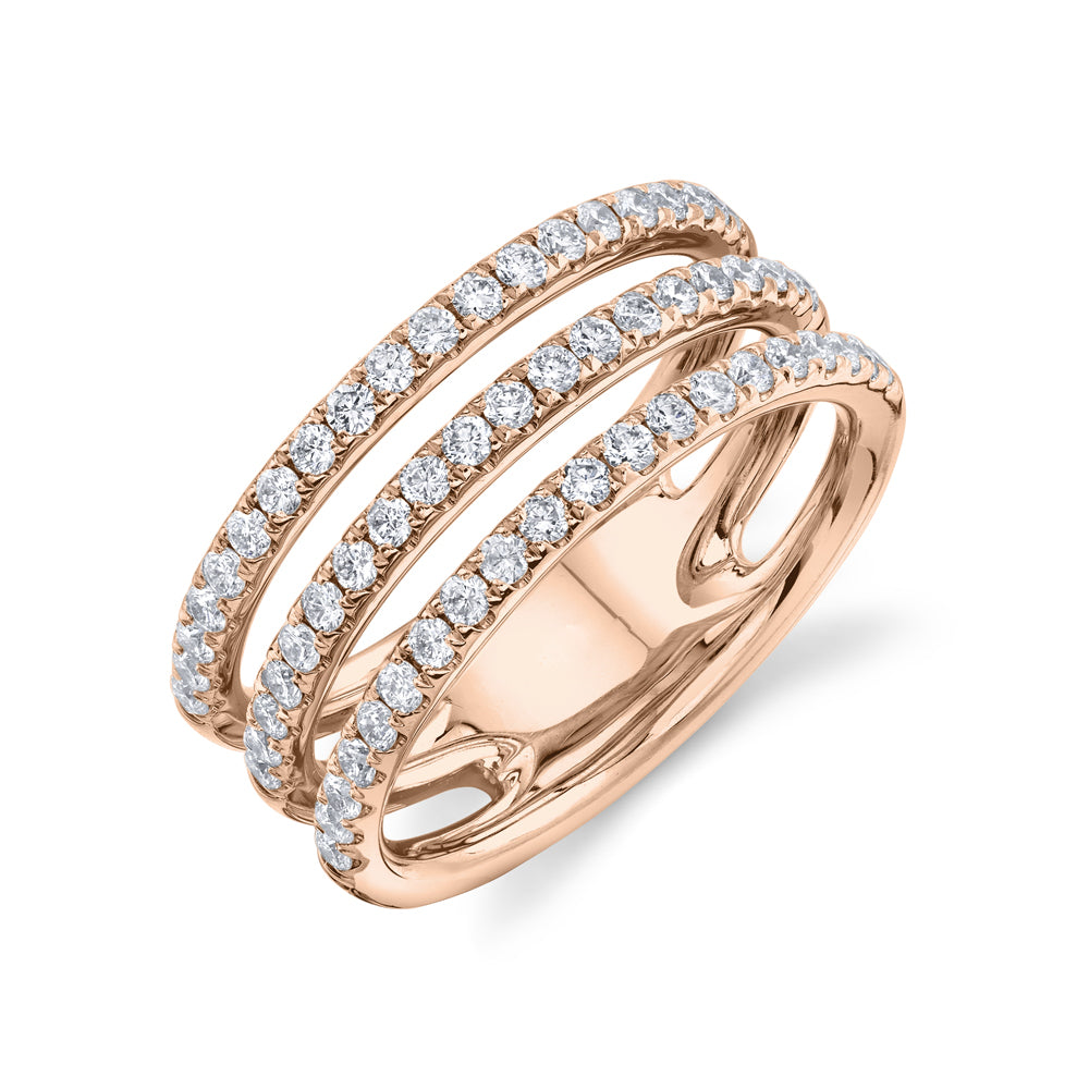 Three Row Pavé Diamond Ring - Pasha Fine Jewelry