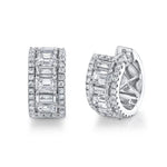 Emerald and Baguette Diamond Hoops - Pasha Fine Jewelry