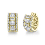 Emerald and Baguette Diamond Hoops - Pasha Fine Jewelry