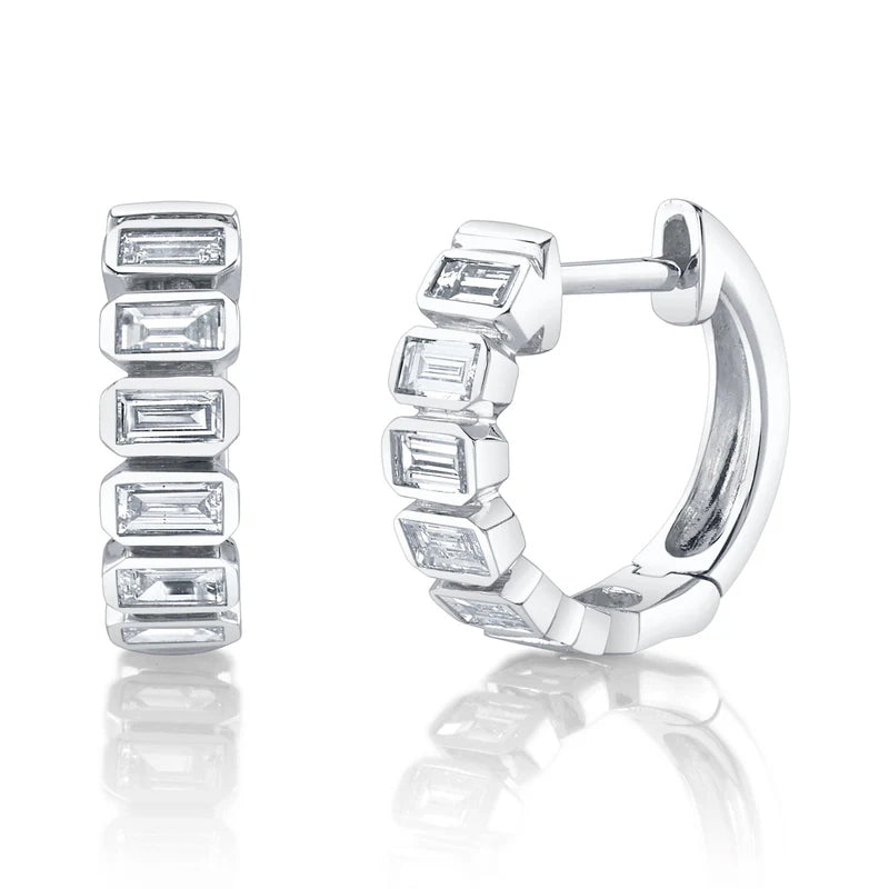 Emerald Bezel Huggie Earrings - Pasha Fine Jewelry