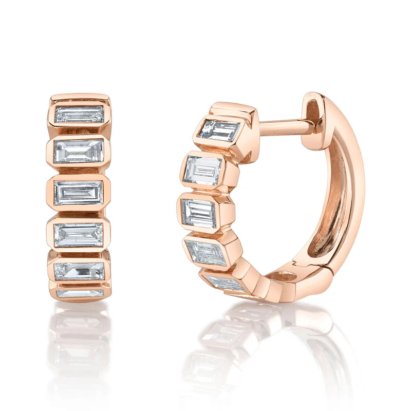 Emerald Bezel Huggie Earrings - Pasha Fine Jewelry