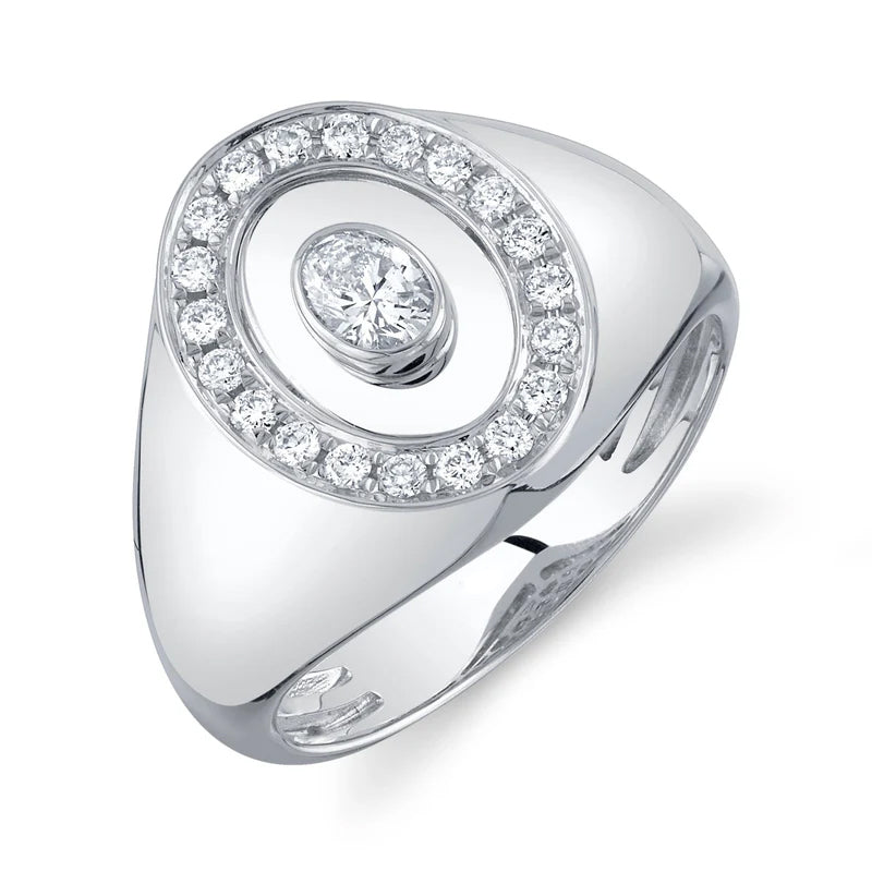 Oval Diamond Signet Ring - Pasha Fine Jewelry