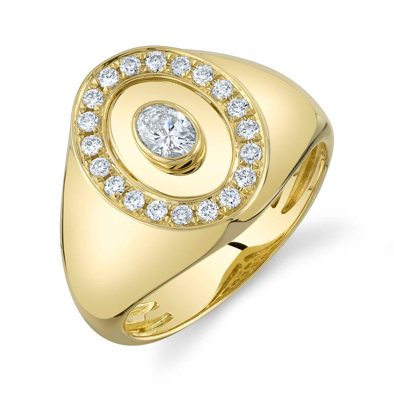 Oval Diamond Signet Ring - Pasha Fine Jewelry