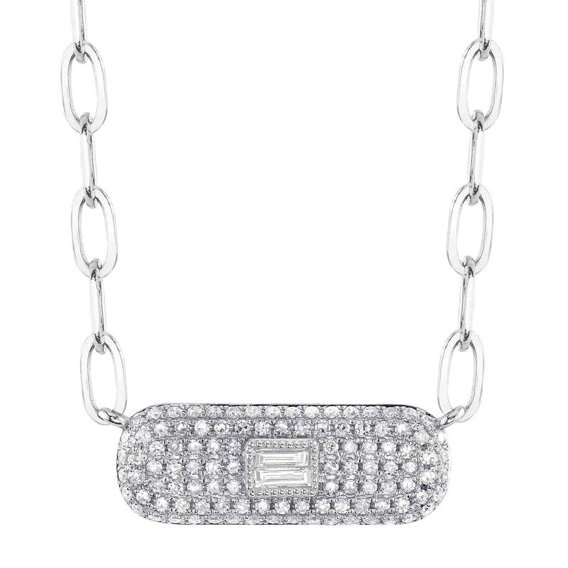 Diamond Baguette Paper Clip Necklace - Pasha Fine Jewelry
