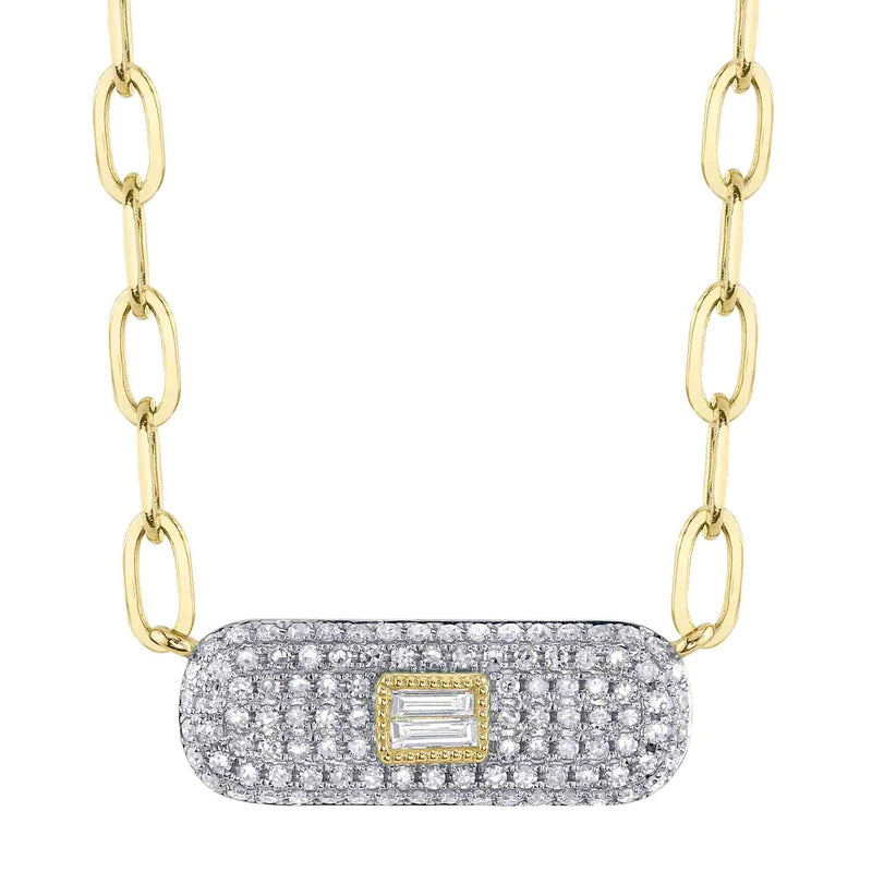 Diamond Baguette Paper Clip Necklace - Pasha Fine Jewelry