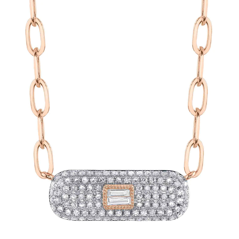 Diamond Baguette Paper Clip Necklace - Pasha Fine Jewelry